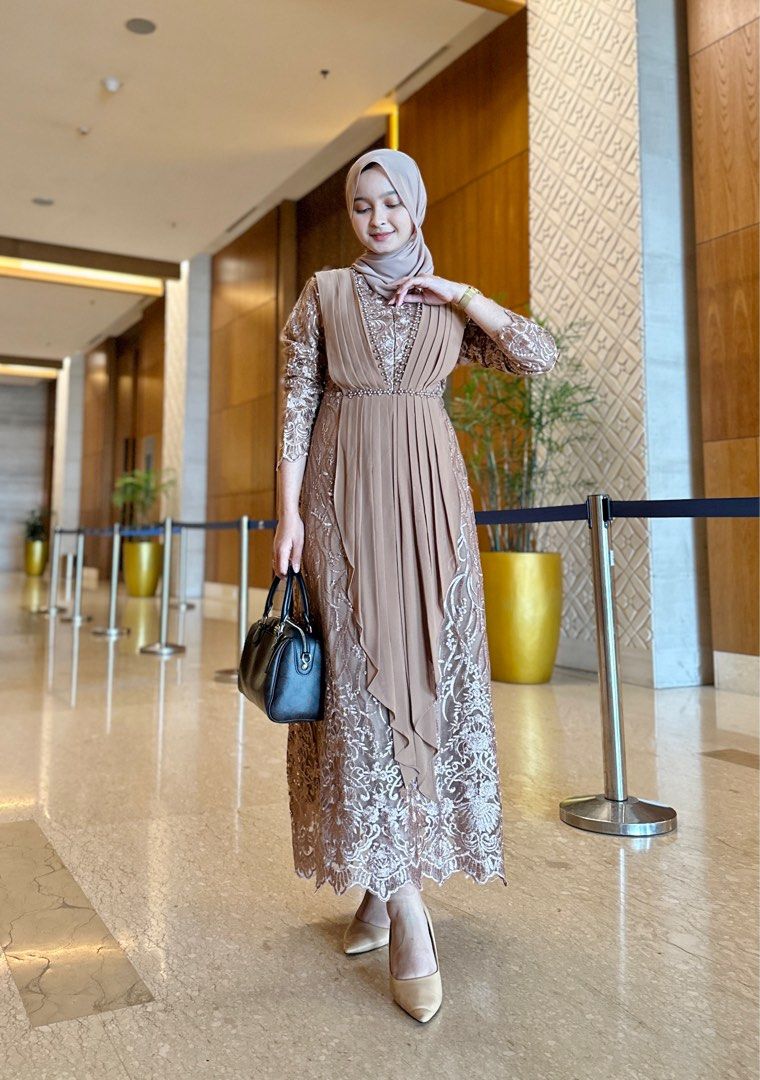 Dress kondangan hijab Fesyen Wanita Pakaian Wanita Gaun Rok