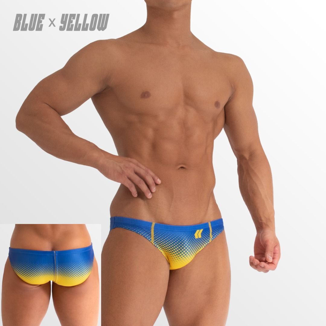 egde splash bikini underwear - blue x yellow - M size, Men's