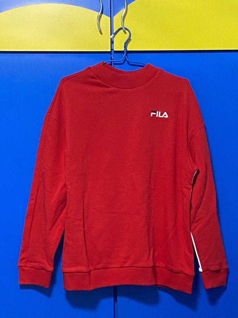 Fila Red White Long Sleeve Round Neck Women s Fashion Tops