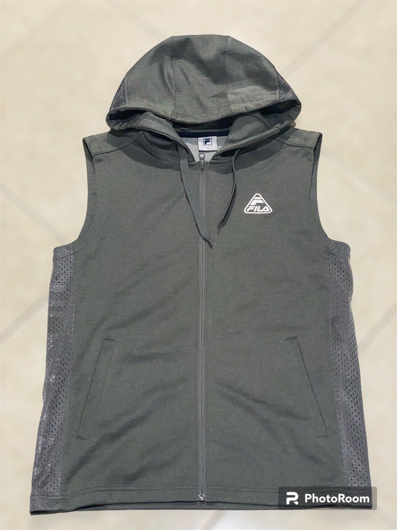 FILA SLEEVELESS HOODIE Men s Fashion Activewear on Carousell