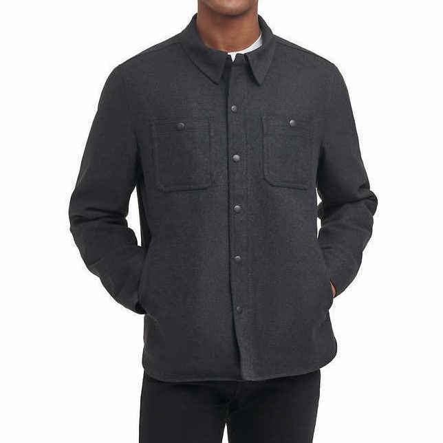 Mens grey shirt on sale jacket