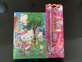 HELLO KITTY SCHOOL SUPPLIES SET WITH COLORING BOOK