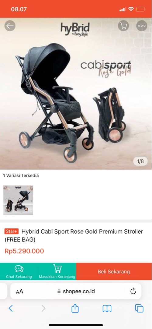 HYBRID CABI SPORT ROSE GOLD Bayi Anak Kereta Kursi Goyang