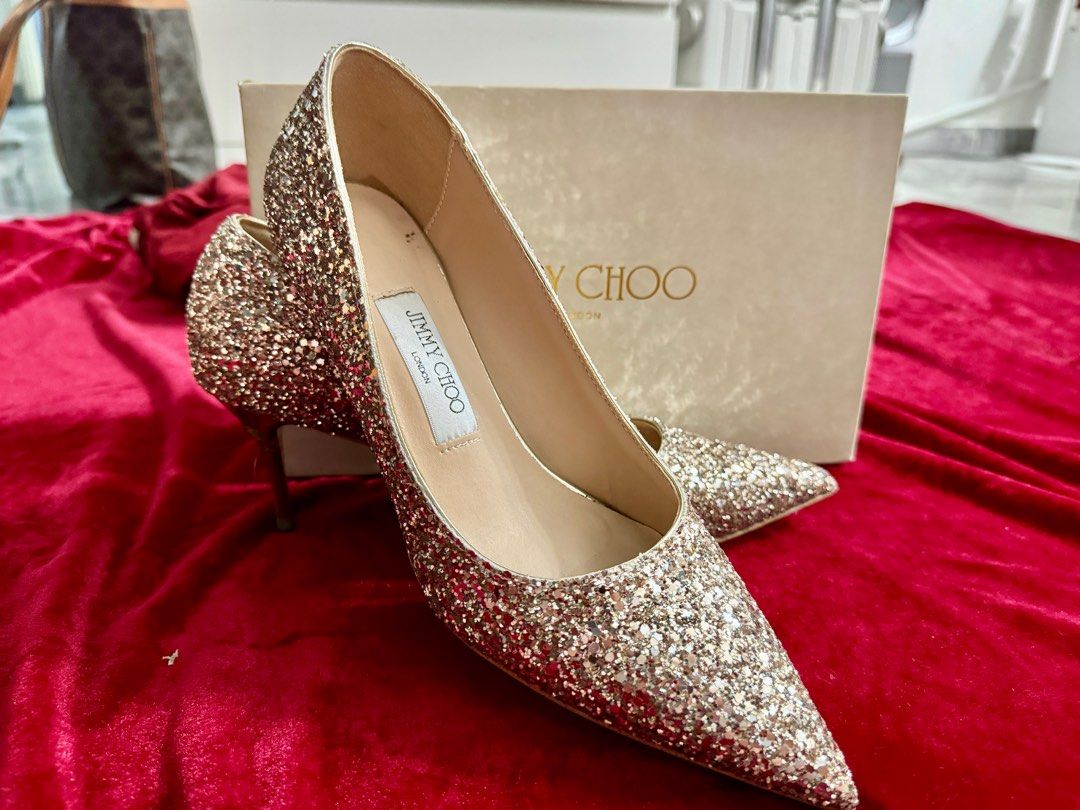Jimmy choo on sale red glitter heels