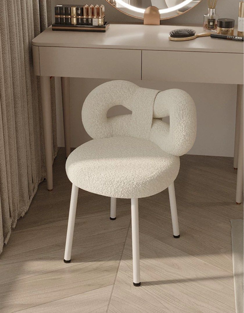 JODLS Modern Boucle Vanity Chair, Furniture & Home Living, Furniture ...