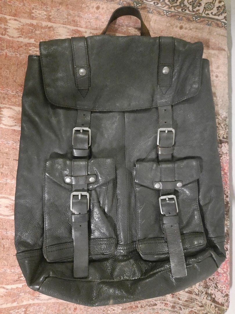 John varvatos store leather backpack