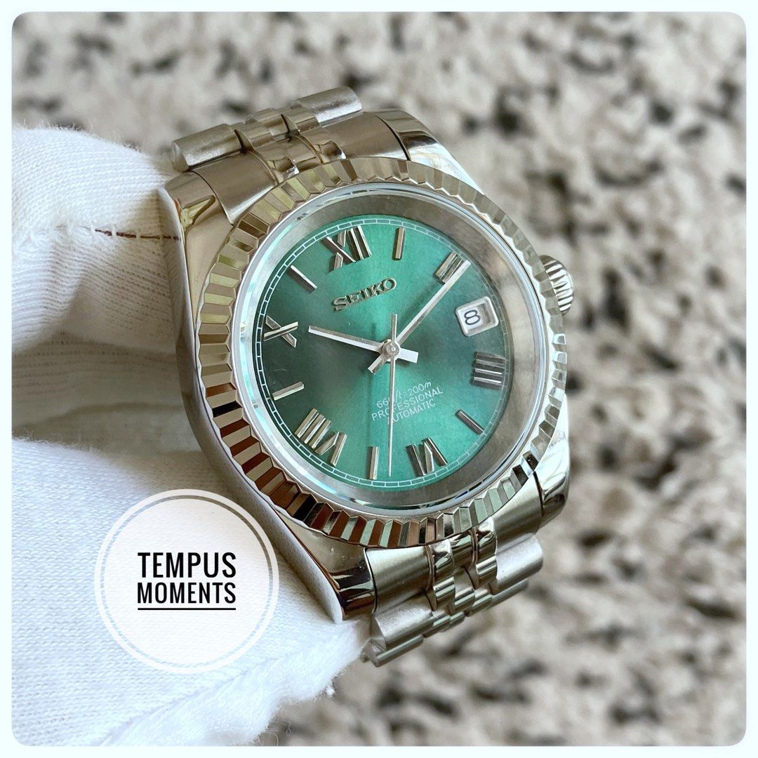 Jubilee Datejust Green Roman automatic watch Seiko mod Men s Fashion Watches Accessories Watches on Carousell