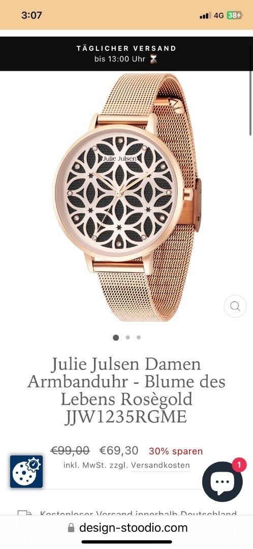 Julie Julsen Lebensblume Watch JJW1235RGME, 女裝, 手錶及配件