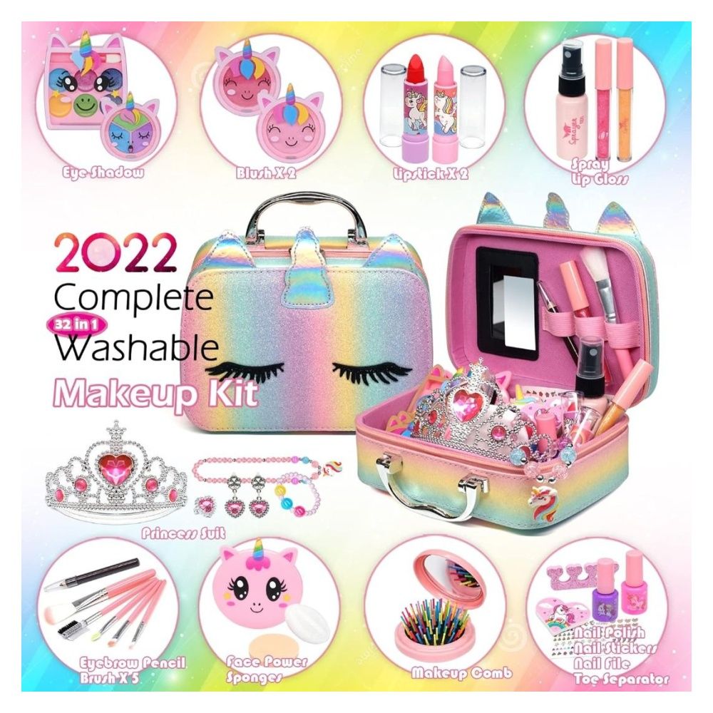 Kids Makeup Kit for Girls, Real Washable Makeup Toy for Little Girl  Princess Play Make Up Birthday Gift Toy for Toddler Kid Girls Children Age  4 5 6 7