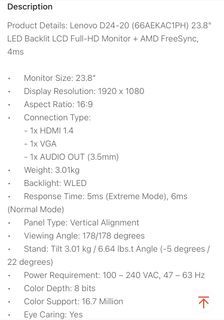 Lenovo - Monitor  size 23.8