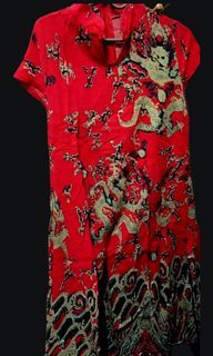 Bangkok Long Slimming Cheongsam Cotton Chinese Dress 2XL -4XL