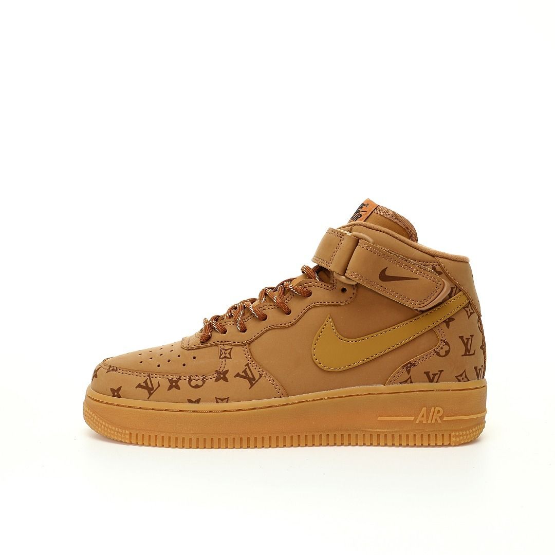 Louis Vuitton x Nike Air Force 1 07 Mid Wheat Brown LV Monogram