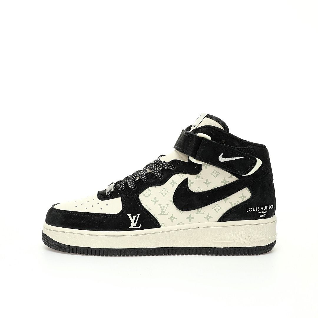 Louis Vuitton x Nike Air Force 1 07 Mid Black Beige LV Monogram