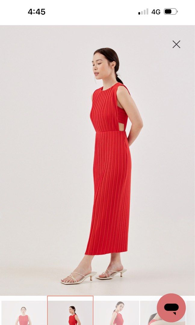 Love Bonito Jiselle Pleated Cut Out Red Dress Women s Fashion