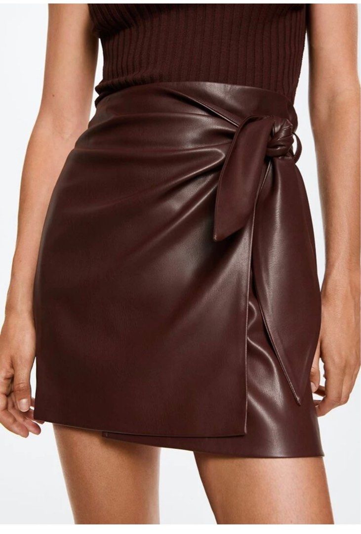 Mango Faux leather skirt, Women's Fashion, Bottoms, Skirts on Carousell
