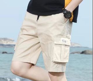 Men Cargo Combat Shorts Half Pants Cotton Multi Pocket Knee Length Casual  Beach