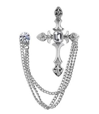 Men s brooch badge retro chain for collar pin Men s Fashion
