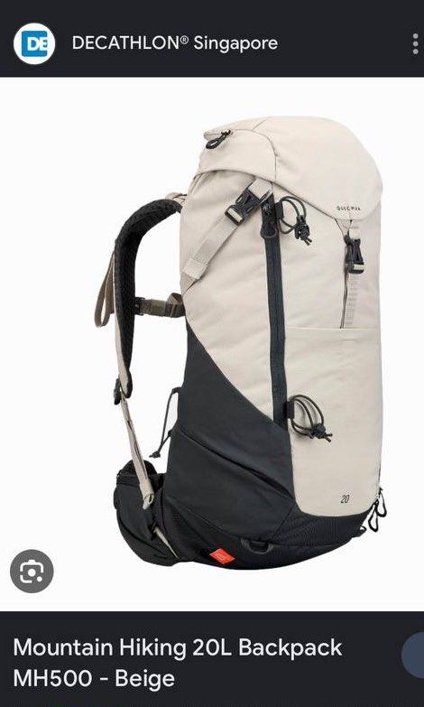 Quechual 20L Backpack MH500 -Beige, Sports Equipment, Hiking