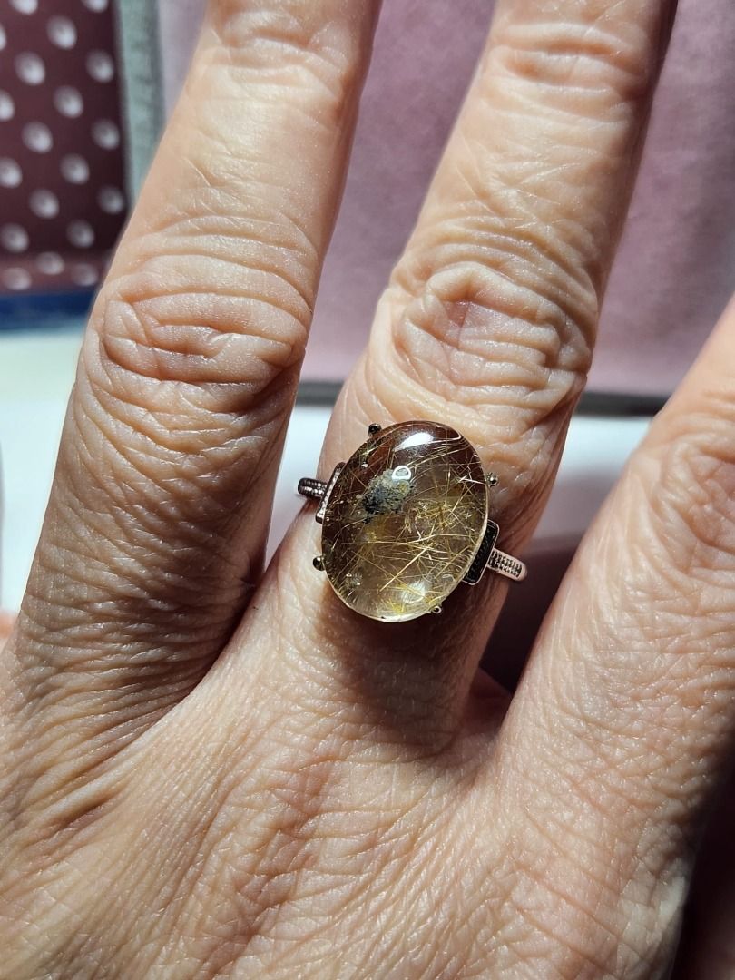 Golden rutilated quartz ring outlet