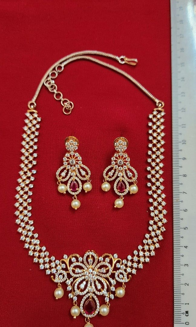Necklace Set white red stone Women s Fashion Jewelry