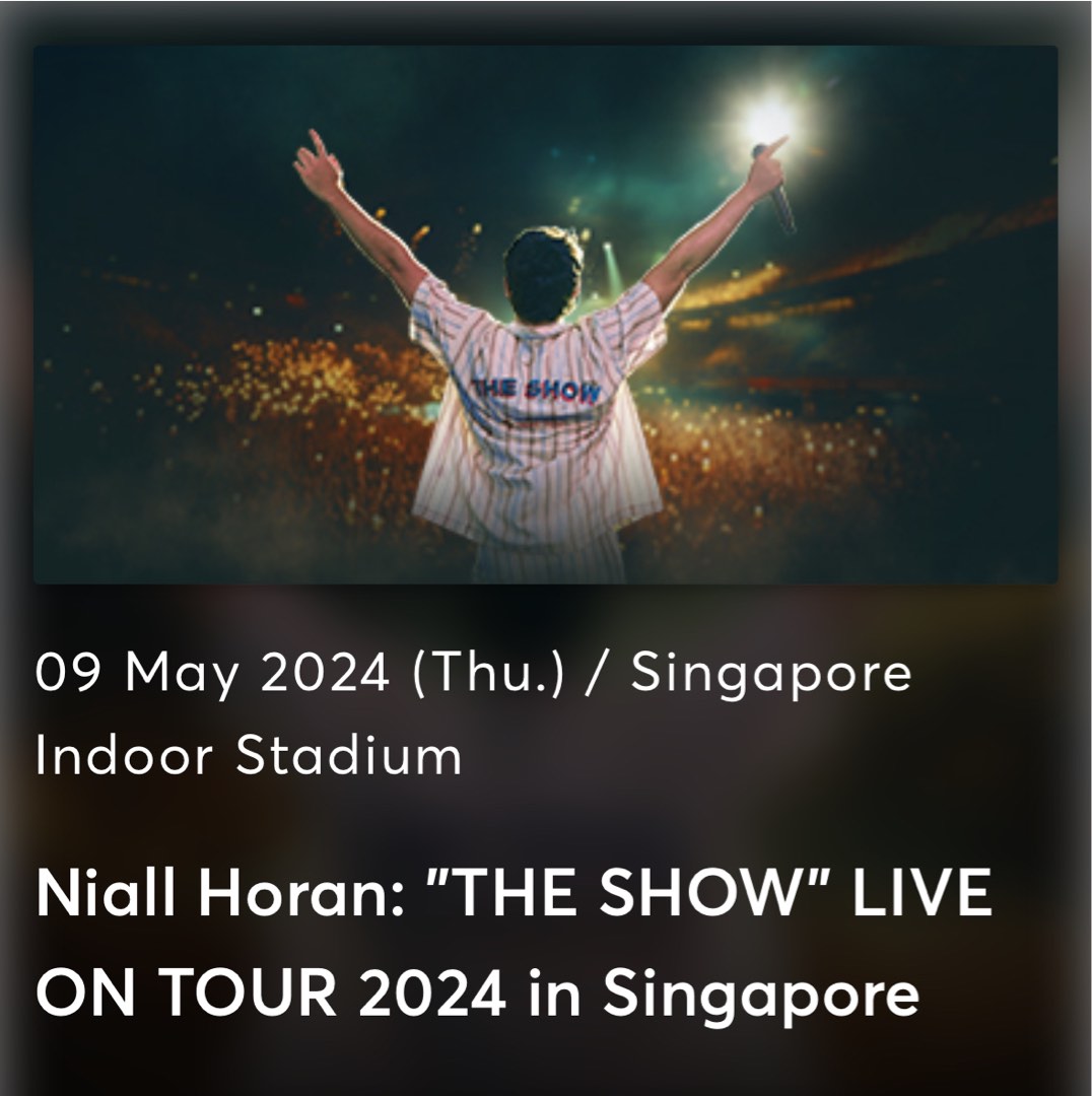 Niall Horan VIP GA Early Entry Ticket for 9 May 2024, Tickets ...