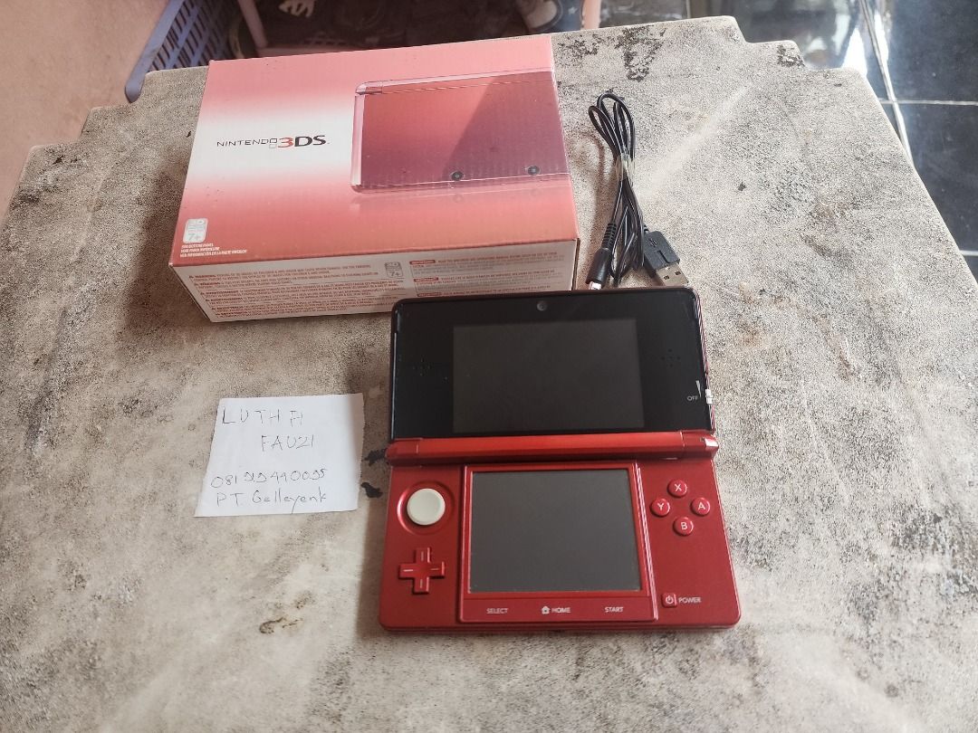 Nintendo 3DS not XL Flame Red CFW Luma 16GB Fullset 07