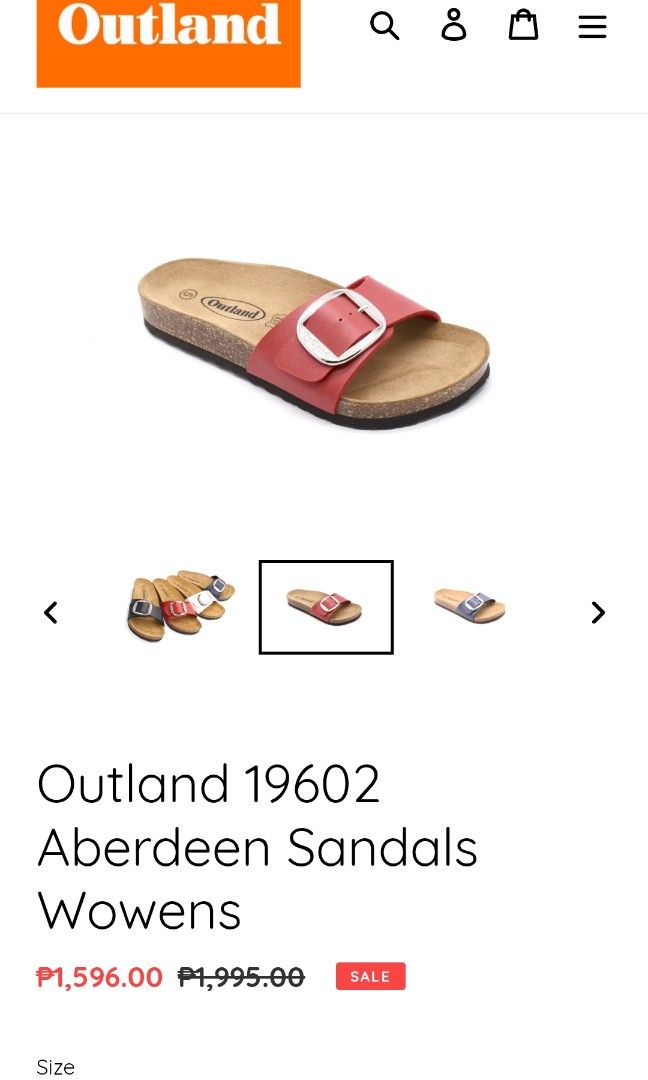 Outland sandals size best sale chart