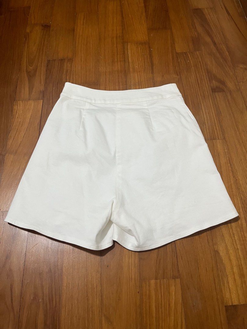 OSN Cotton Twill High Waisted Shorts in White Women s Fashion