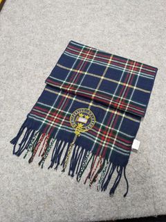 OXFORD Ivy League University of Oxforf Official Tartan Plaid Knit Scarf Scarves Embroidered Logo 13"x78"