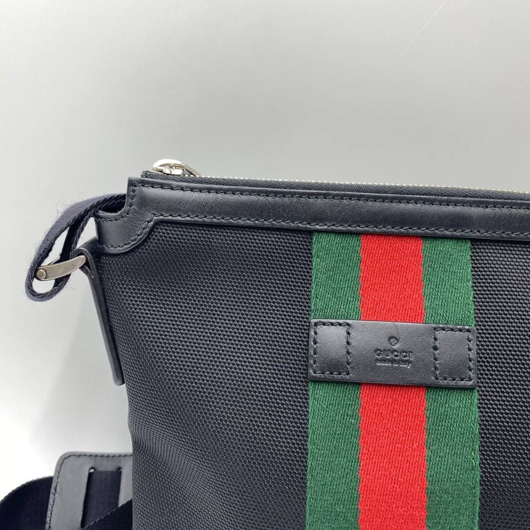 P2844 Gucci Techno Web Canvas Messenger Men 20cm Luxury Bags