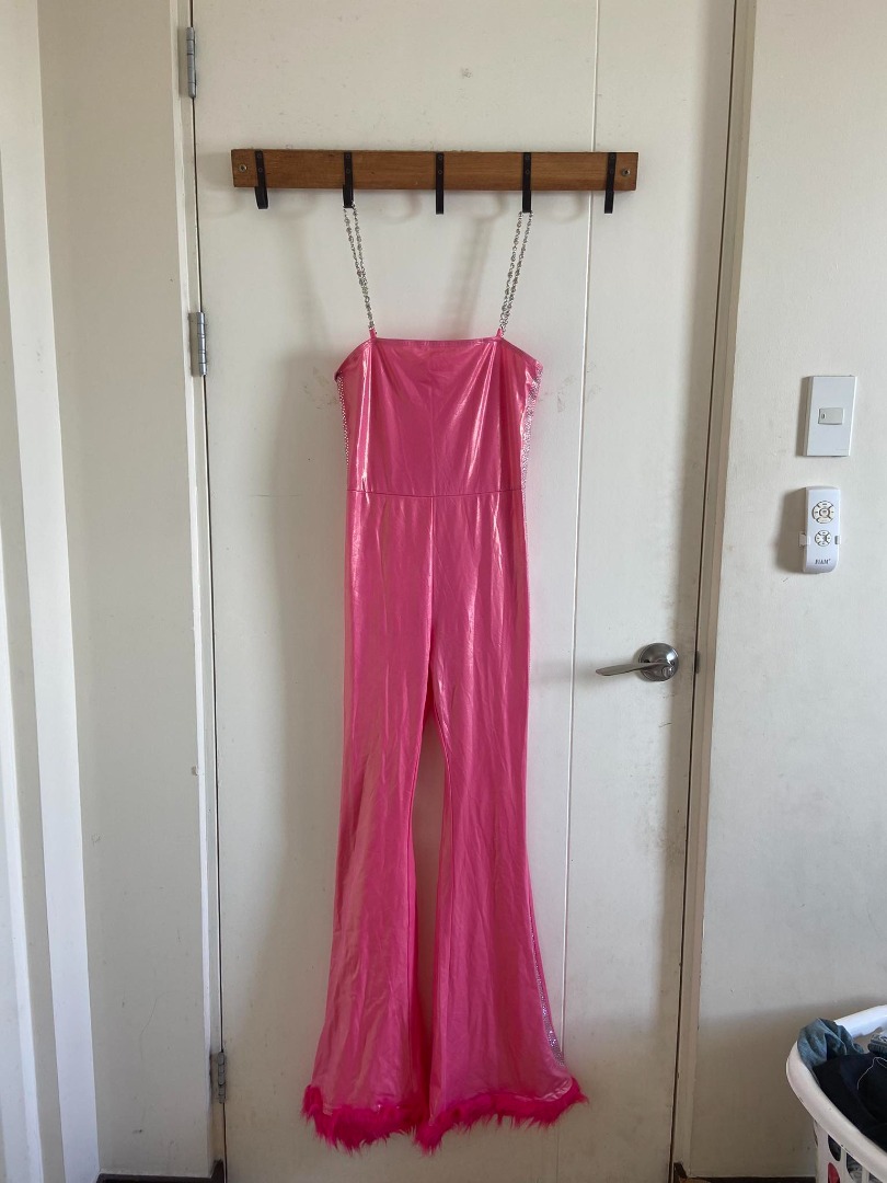 PASTEL PINK Y2K JUMPSUIT FUZZY, Women's Fashion, Dresses & Sets, Jumpsuits on Carousell
