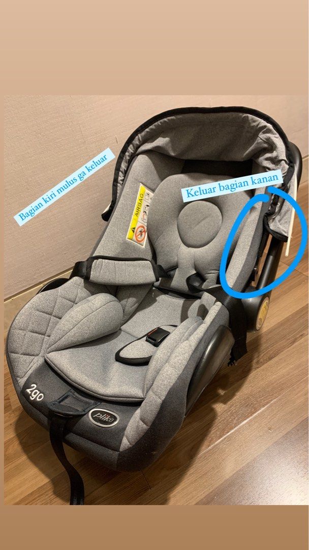 Pliko 2Go carseat abu abu grey PK02B Deluxe Baby Car Seat with canopy