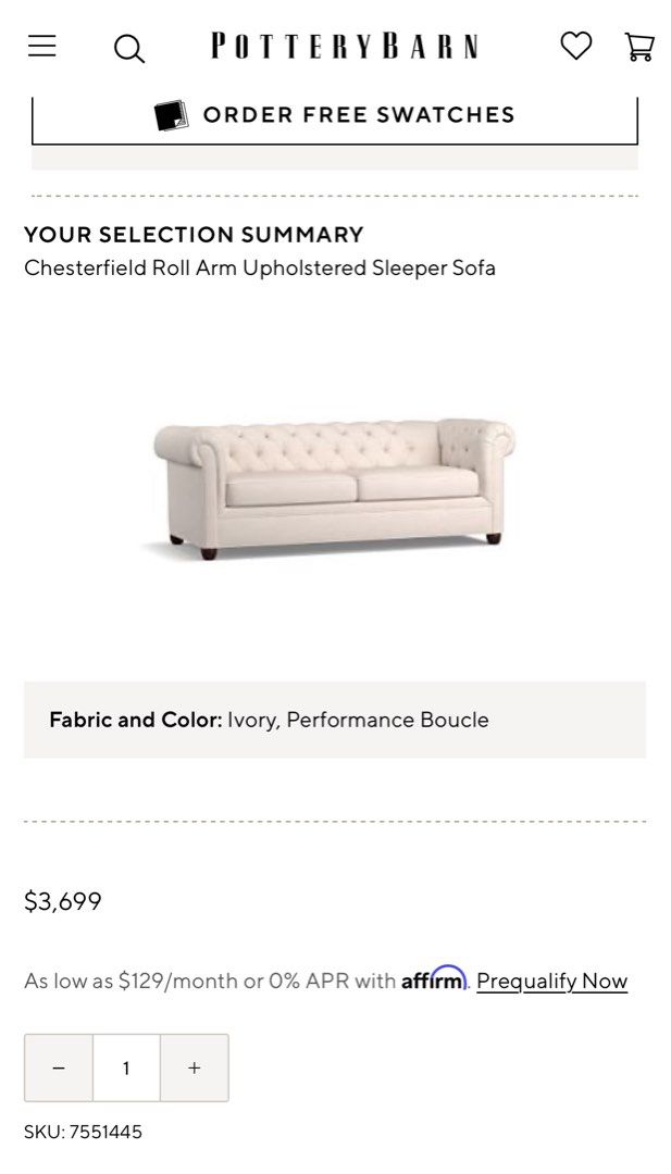 Pottery barn clearance affirm