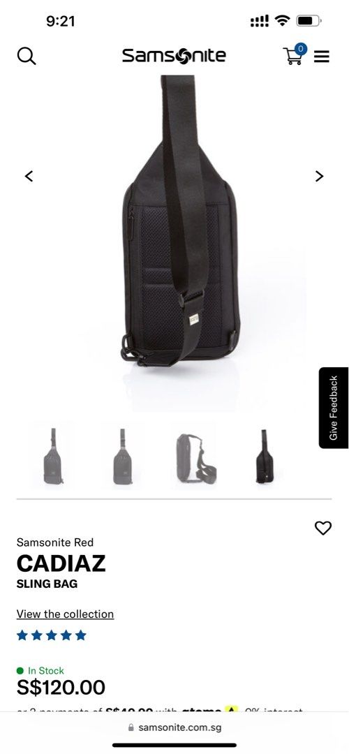 Samsonite red cadiaz sling bag top