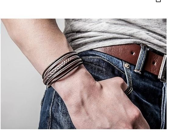 Mens leather and silver bracelet hotsell