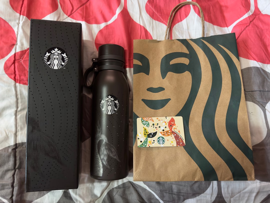 Starbucks 2024 Ebony Tumbler with 5 Stickers (Card), Furniture & Home