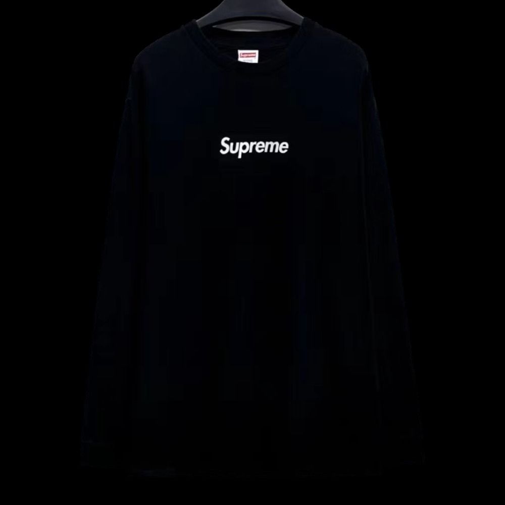 SUPREME BOX LOGO BLACK LONG SLEEVE TEE Men s Fashion Tops Sets
