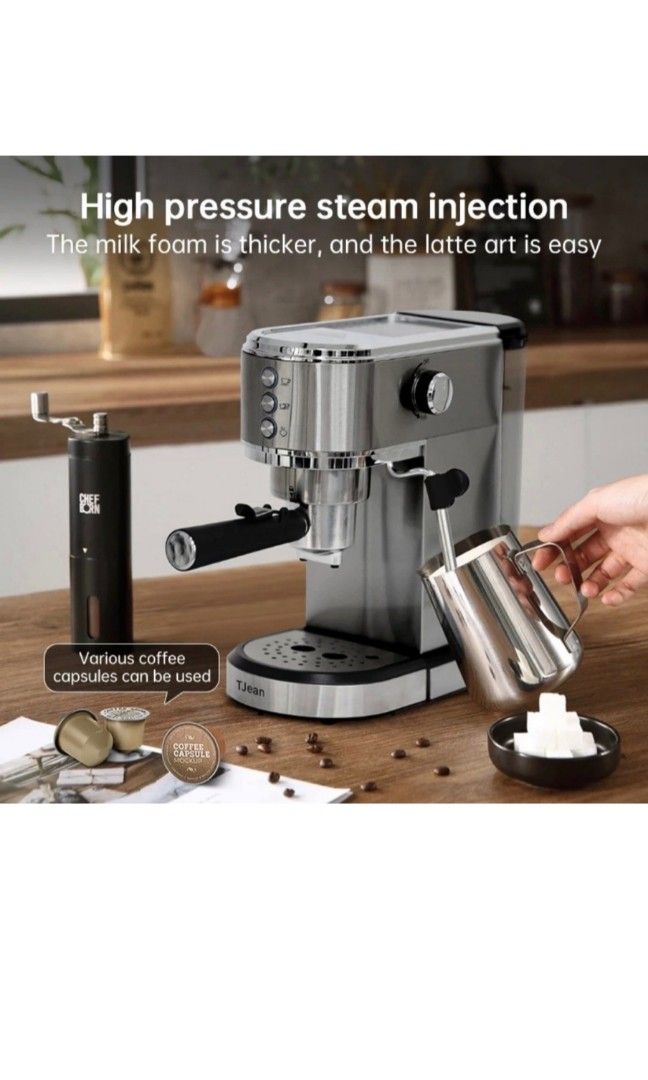TJean 1.6L Capsule + Coffee powder Dual Purpose Stainless Steel Semi