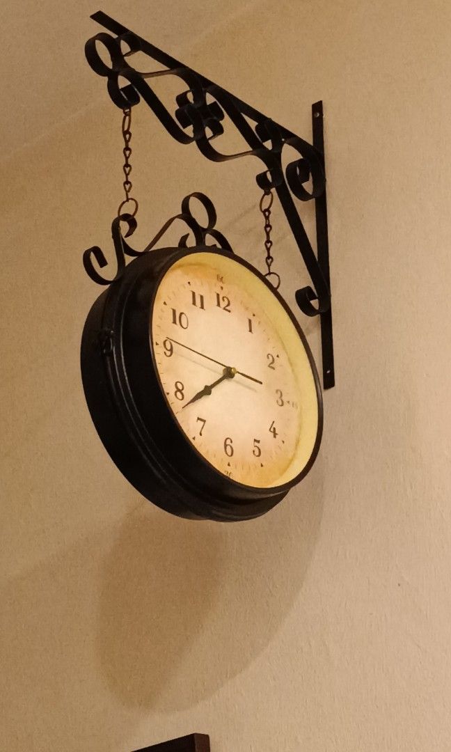 Vintage Double Sided Clock, Furniture & Home Living, Home Decor, Other