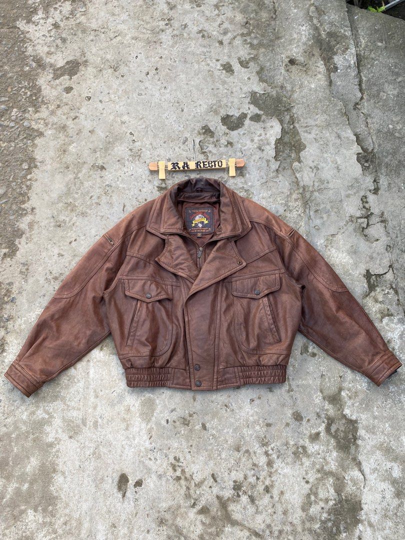 Vintage Wilson Adventure Bound Originals Bomber Brown Leather Jacket