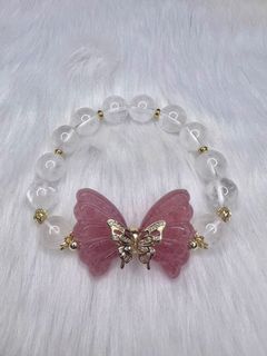 White Phantom with Strawberry Quartz Wings and Butterfly