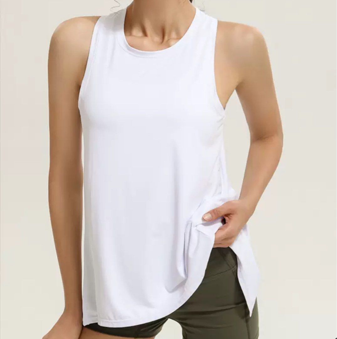 White yoga top Women s Fashion Activewear on Carousell