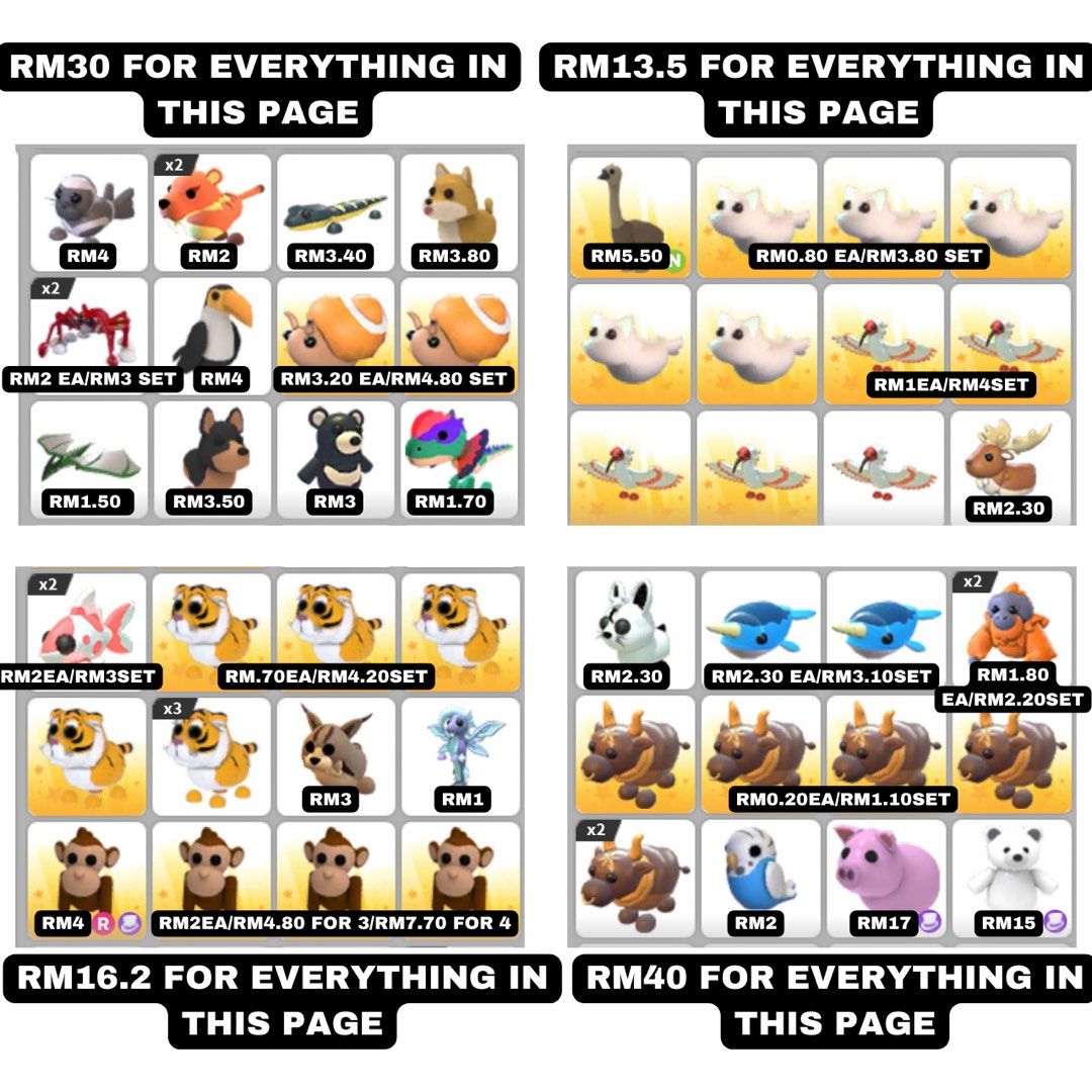 WTS ADOPT ME PETS LEGENDARY ULTRARARE RARE UNCOMMON COMMON, Video ...