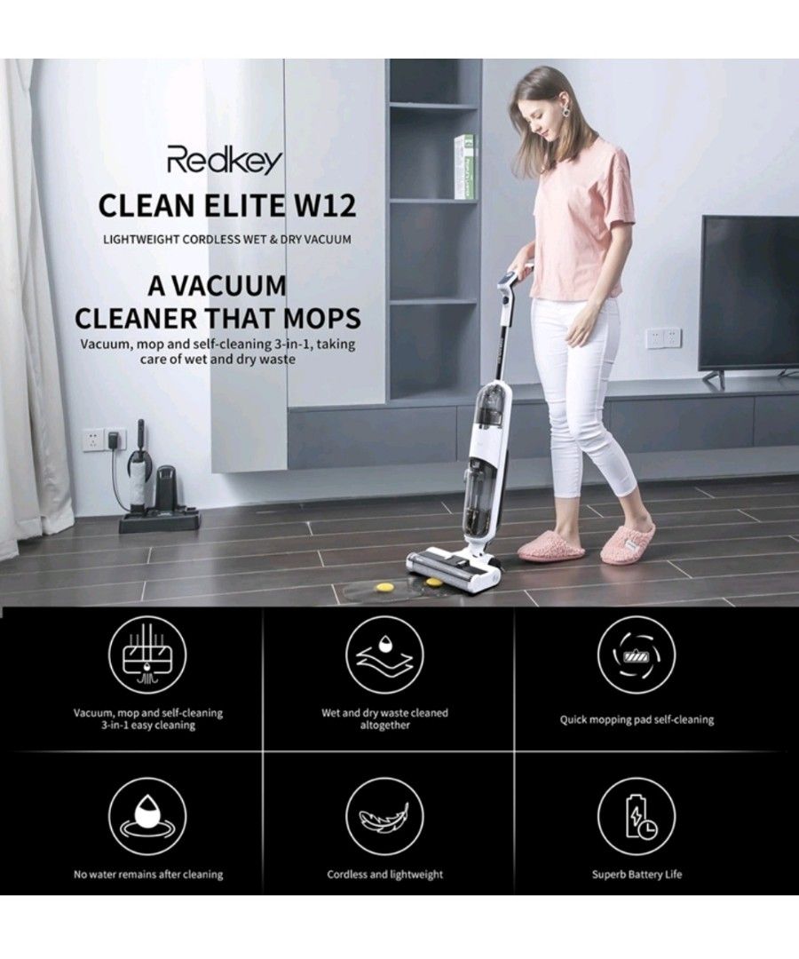 Xiaomi Redkey W12 Wet Dry Vacuum Mop Cleaner Smart Hard Floor Washer., TV & Home Appliances