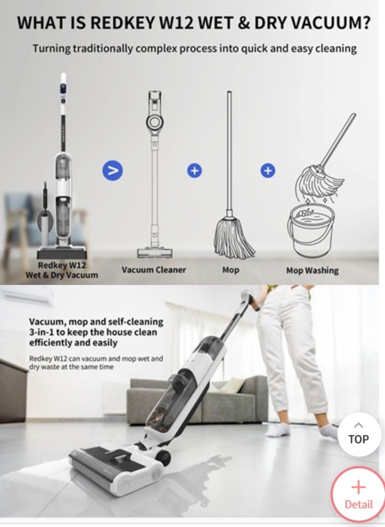 Xiaomi Redkey W12 Wet Dry Vacuum Mop Cleaner Smart Hard Floor Washer., TV & Home Appliances