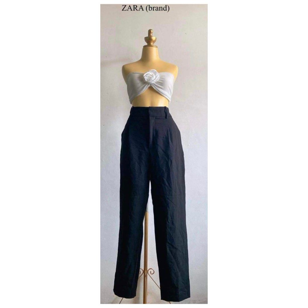 Zara Woman Black Wide Leg High Waist Pants Trousers, Women's Fashion,  Bottoms, Other Bottoms on Carousell