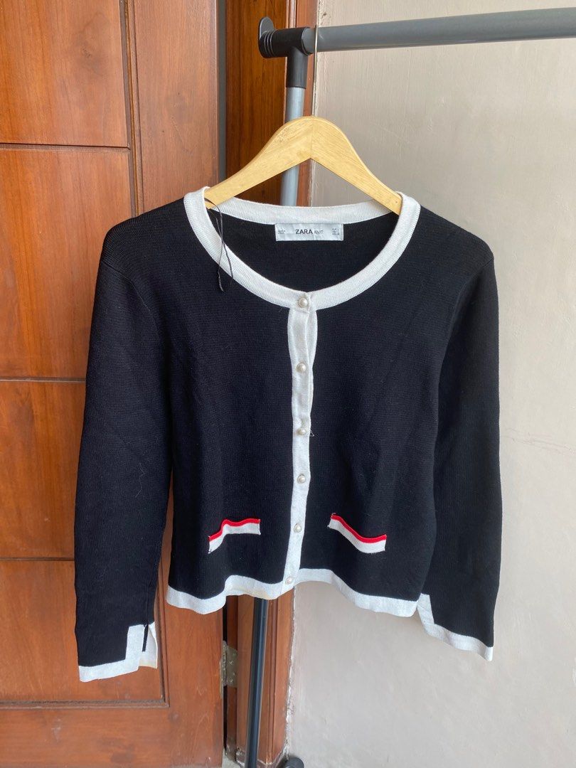 ZARA cardigan rajut hitam cardigan crop korean style