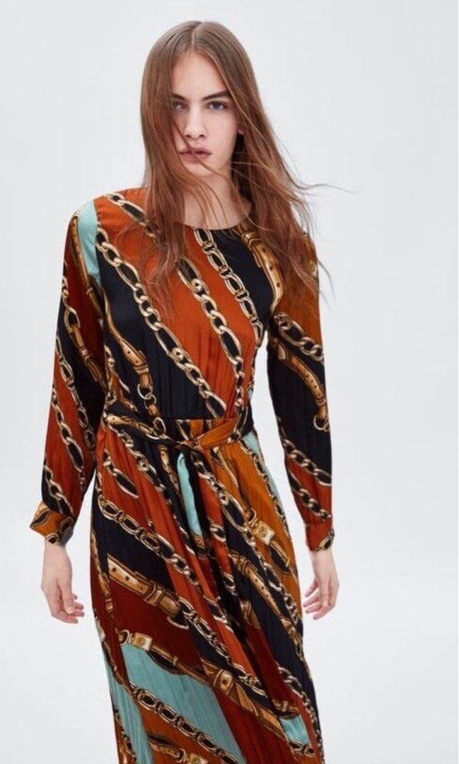 Chain print dress zara clearance