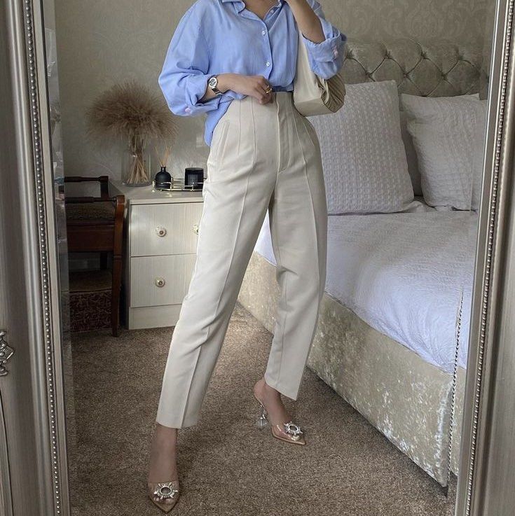 zara wide leg trousers in oyster white size xs, Women's Fashion, Bottoms,  Other Bottoms on Carousell