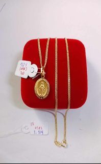18k Saudi Gold Miraculous Medal Necklace 18"